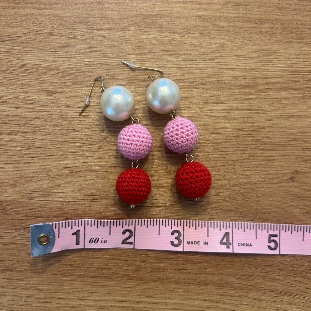 J. Crew Factory Pink and Red Beaded Earrings